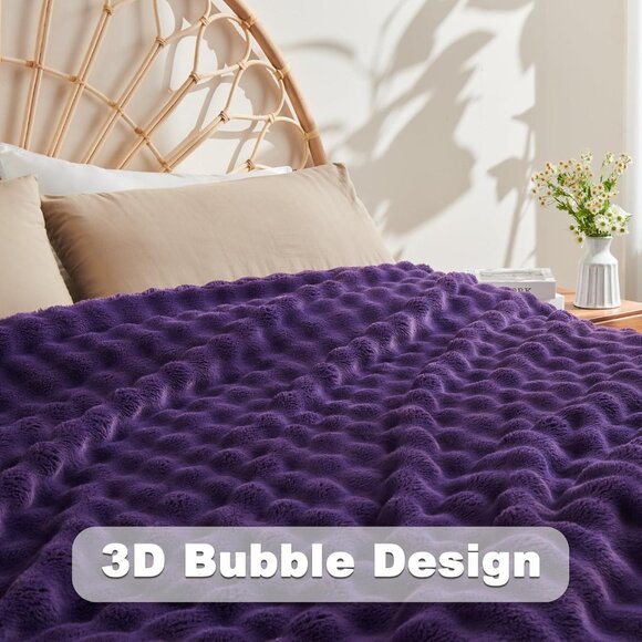 Purple Super Soft Flannel  Throw Blanket - Picture 2 of 6